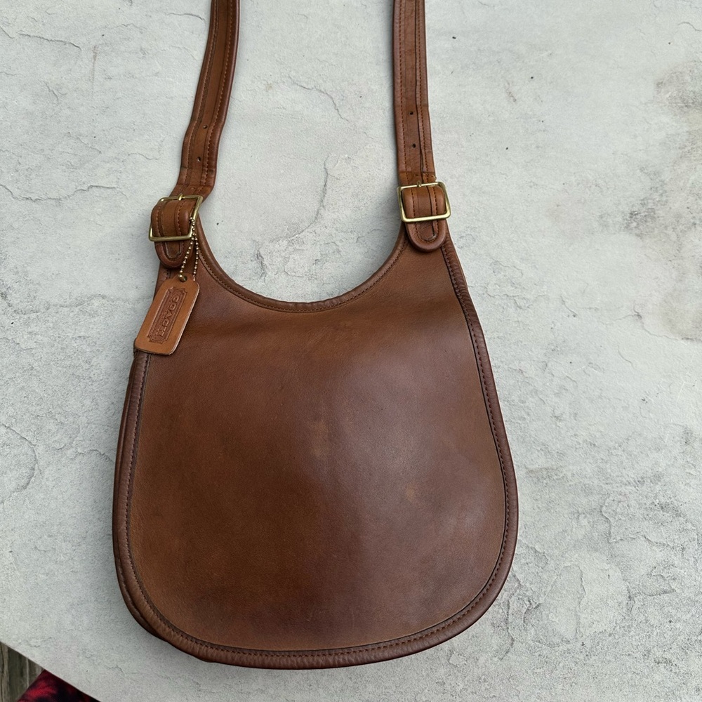 Vintage Coach Small Saddle Bag 9205 In Tabac